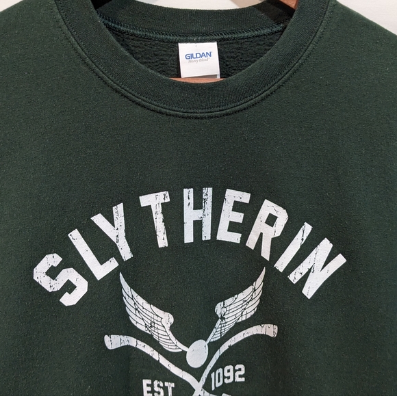 Harry Potter Slytherin Quidditch Cotton Blnd Gildan Crewneck Sweatshirt Sz Med - Picture 2 of 11